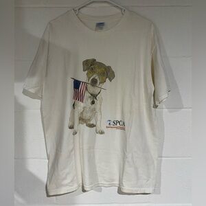 Dog Graphic T-Shirt - white discolored large
